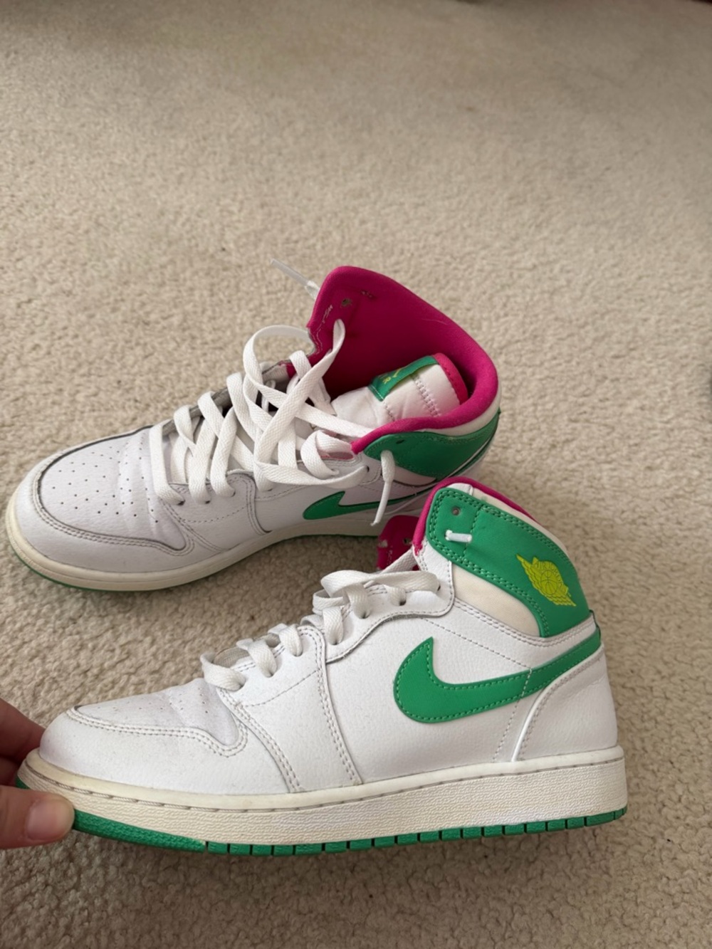 Nike Jordan 1 white green and pink